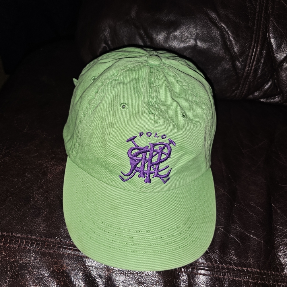 Vintage Polo Ralph Lauren Mens Neon Green Scribble Strapback Cap $30obo
